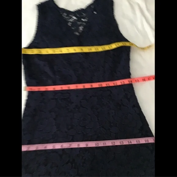 $398 EUC Joie Bridley Crochet Lace A-Line Dress in Dark Navy Blue [SZ 6 ]